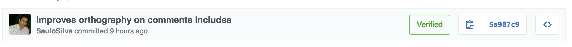 commit assinado no histórico do Github